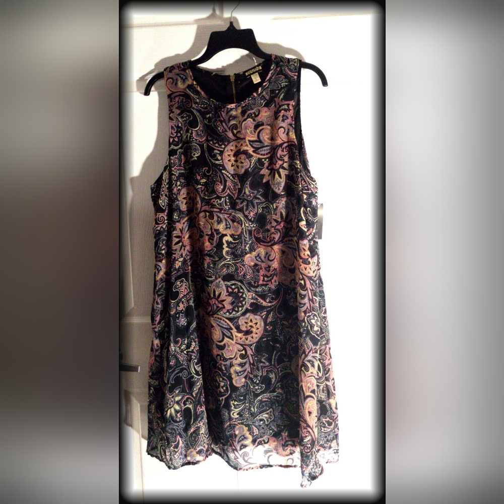 NEW! HAANI Bohemian style Paisley A line Trapeze shift dress-Sleeveless Lined XL